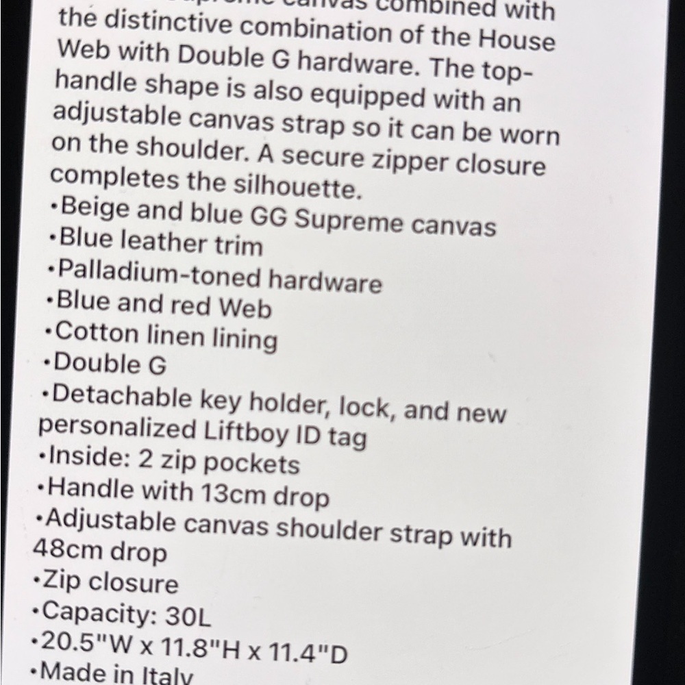 Gucci Savoy, GG Supreme large duffel bag made in Italy NWT - Picture 14 of 14